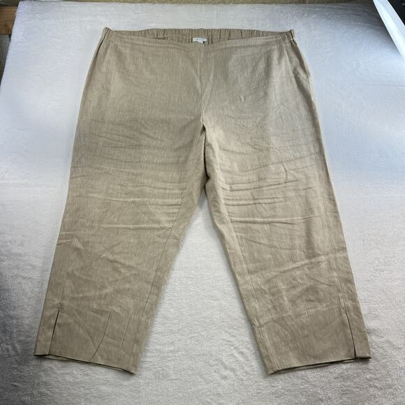 J Jill Plus 4X Linen Stretch Pants Pull On Elastic Waist Straight Leg Slit Hem - Picture 3 of 15